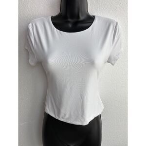 Blenca White Baby Tee Size M Crop T Shirt Top Basics Closet Staple Essential